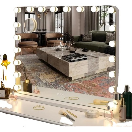 Miroir cosmétique, 20 lampes LED à intensité variable, température de couleur réglable, noir