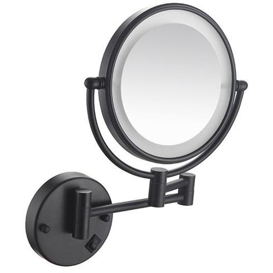 Miroir cosmétique LED, miroir lumineux rétractable de salle de bain, miroir grossissant double face, diamètre du miroir 20 cm