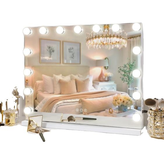 Miroir de courtoisie éclairé,tactile intelligente, port de chargement USB , 5846USB-Blanc