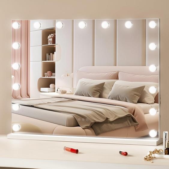 Miroir de maquillage avec éclairage LED, grossissement 5x, connecteur USB-C, 80 cm