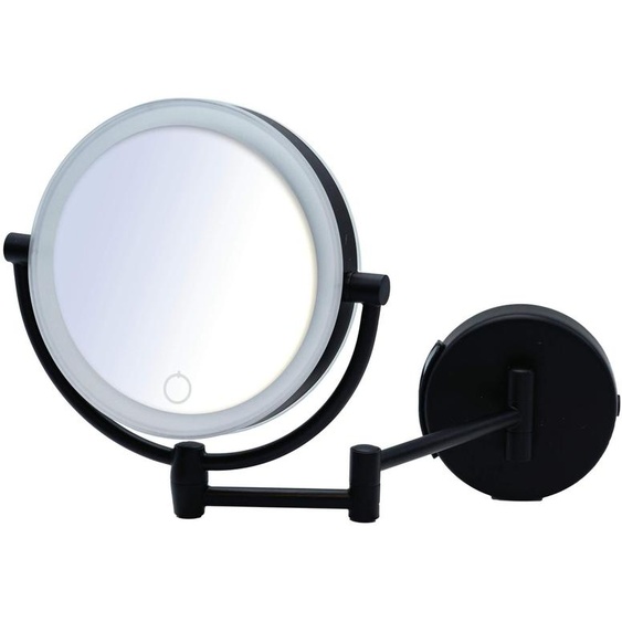 Miroir de maquillage avec éclairage LED, variateur tactile, grossissement 5x, couleur noire