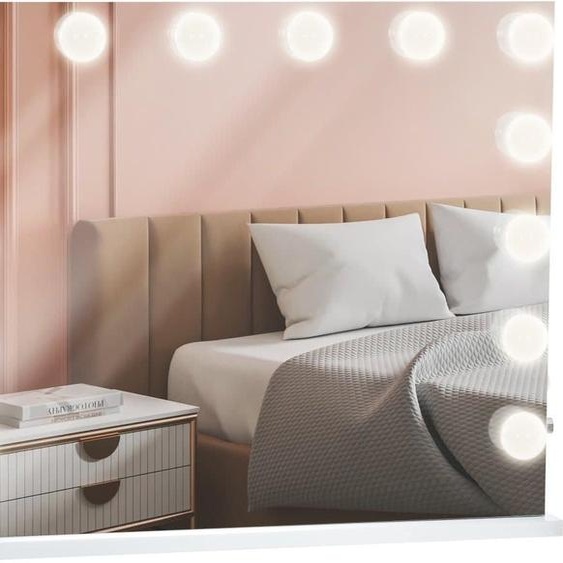 Miroir de maquillage, éclairage LED à économie dénergie, chargeur USB inclus | Couleur : blanc