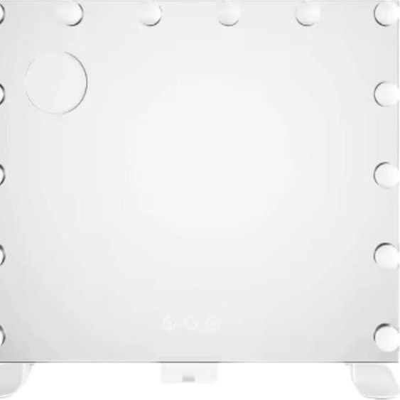 Miroir de maquillage éclairé 60x50cm - Miroir Hollywood avec 14 ampoules LED à intensité variable - Miroir de maquillage avec 3 couleurs de lumière - Pour la chambre à coucher et le dressing - Sans USB