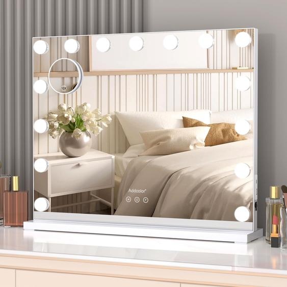 Miroir de maquillage LED, style Hollywood, 15 LED, 3 modes, USB, fixation murale