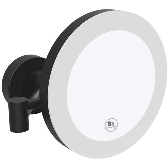 Miroir de maquillage Sapho X-ROUND BLACK à suspendre, éclairage LED, diamètre 200 mm, noir mat