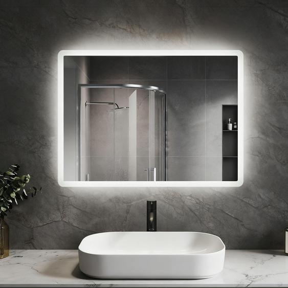 Miroir de salle de bain à LED, miroir argenté de 4 mm, cadre en aluminium, 6400 K