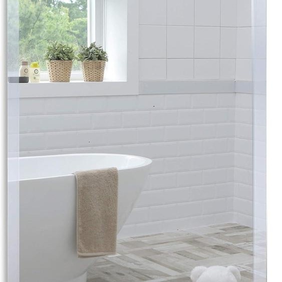 Miroir de salle de bain avec étagère, 70x50 cm, bords inclinés, fixation murale