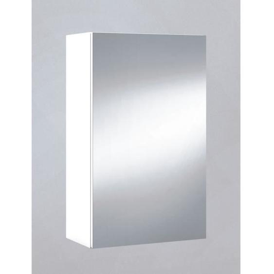 Miroir de salle de bain avec rangements 1 porte en blanc brillant, hauteur 65 x largeur 40 x profondeur 21 cm