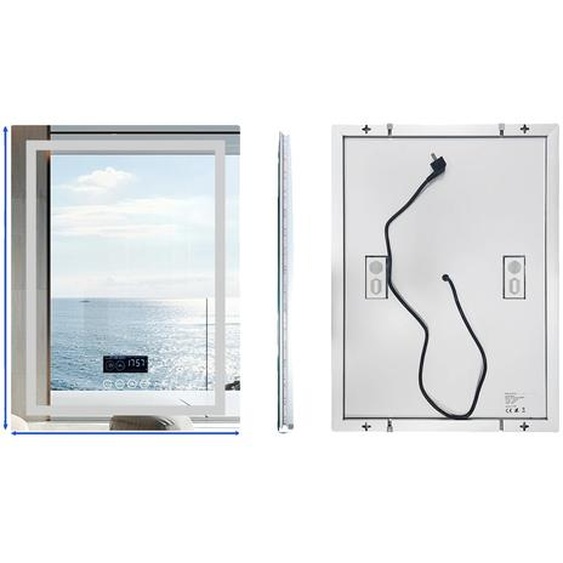 Miroir de salle de bain Bluetooth, fonction antibuée, éclairage variable, design moderne , 70x90cm (28x36 pouces)
