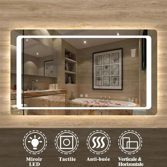 Miroir de salle de bain LED avec anti-buée - Silver Futura - 120x70cm - Aluminium et Verre