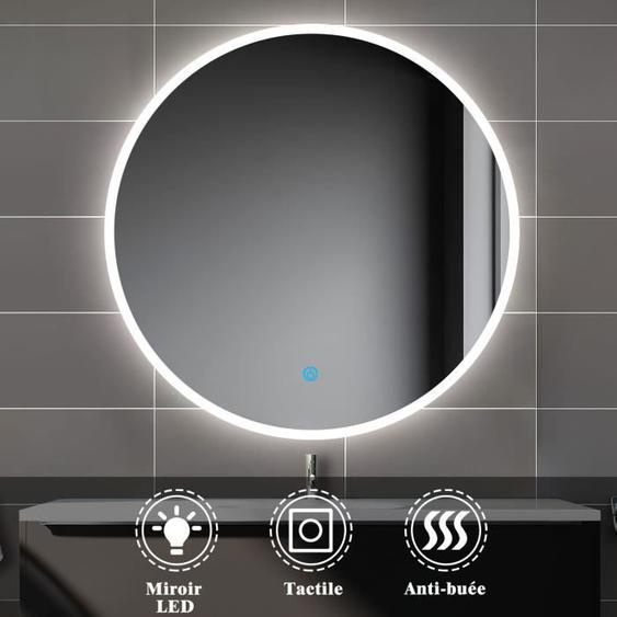Miroir de salle de bain LED - Marque - Anti-buée - 90cm(L)x90cm(H) - Blanc froid 6000k