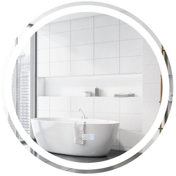 Miroir de salle de bain led ø 60 cm avec 3 eclairages interrupteur tactile et fonction anti buee