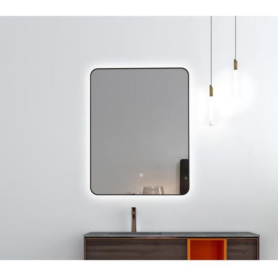 Miroir de salle de bain LED rectangulaire 50x70cm - LUXURY BAIN - cadre en aluminium noir