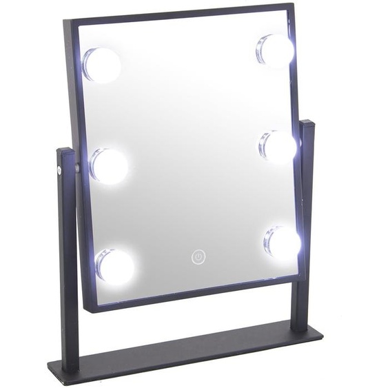 Miroir de salle de bain réglable avec éclairage, en acrylique, de couleur noire, dimensions 30,7 x 36,4 cm
