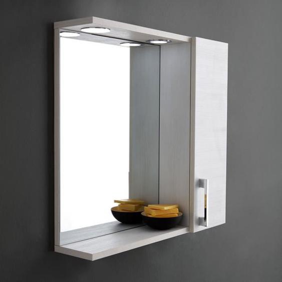 MIROIR DE SALLE DE BAINS EN CHÊNE BLANC AVEC ÉCLAIRAGE LED