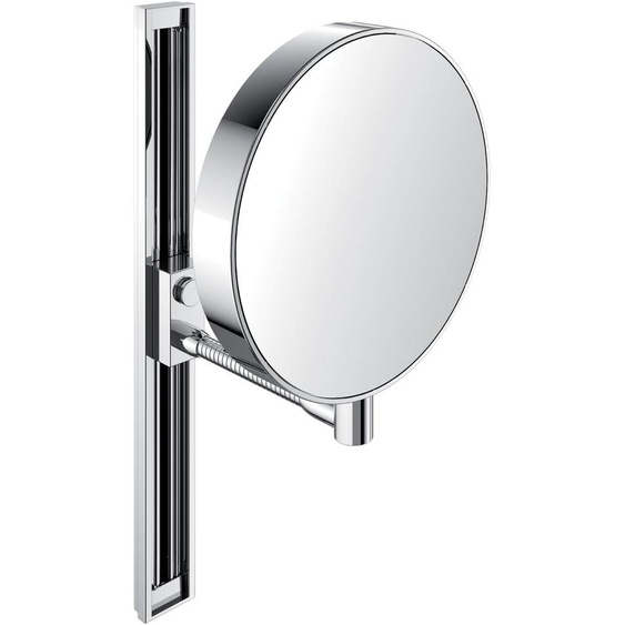 Miroir de soins de beauté et de rasage emco, réfléchissant des deux côtés, grossissement 3x et 7x, rond, bras flexible, glissière, non éclairé, 109500115