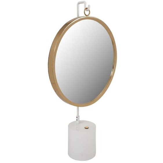 Miroir de table Eleganca en métal blanc et or