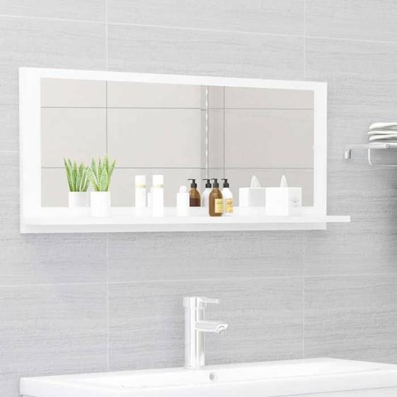 Miroir de toilette-Miroir de salle de bain Blanc brillant Bois d’ingénierie 750951