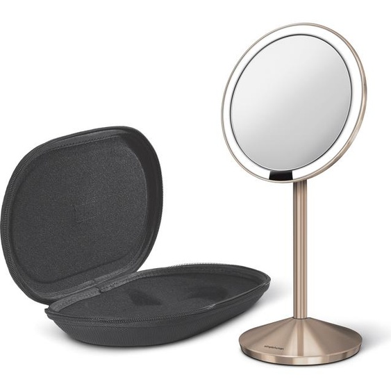 Simplehuman miroir pliable avec capteur, acier inoxydable doré rose
