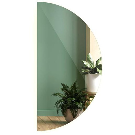 Miroir demi-rond LED pour maquillage pratique et esthétique, 80 cm - lumière neutre