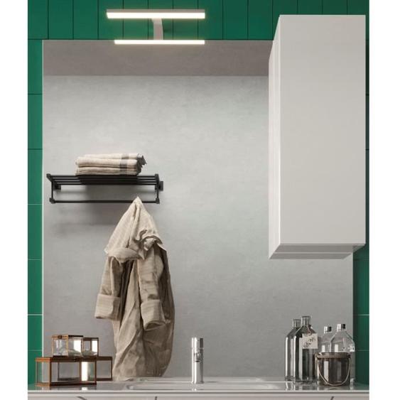 Miroir design avec rangement, 100x110 cm, collection VITARIO, coloris blanc brillant