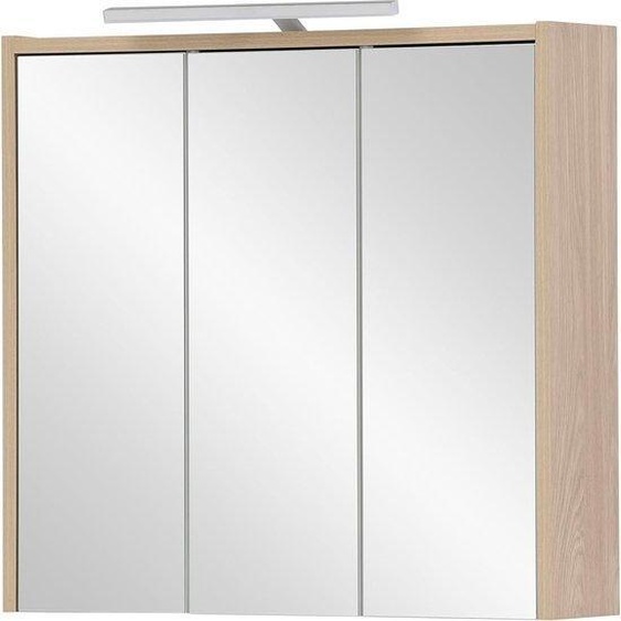 Armoire de toilette en bois, finition chêne clair, 65 x 16 x 60 cm