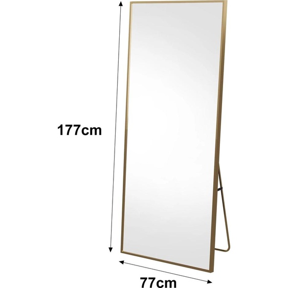Miroir en pied - Miroir sur pied ou mural 165 x 60 cm - Pied réglable - À poser ou à accrocher - Cadre en aluminium - Noir