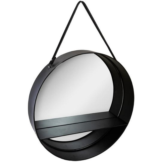 Miroir étagère Ceinture noir, métal D55 cm