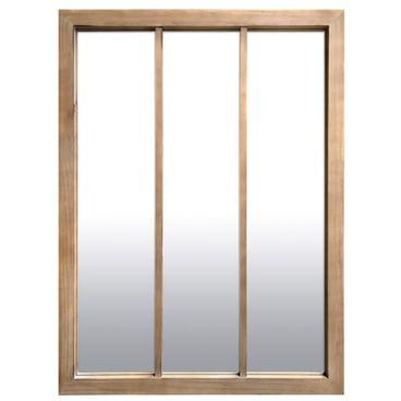 Miroir fenêtre 3 bandes en bois 85 x 113 cm