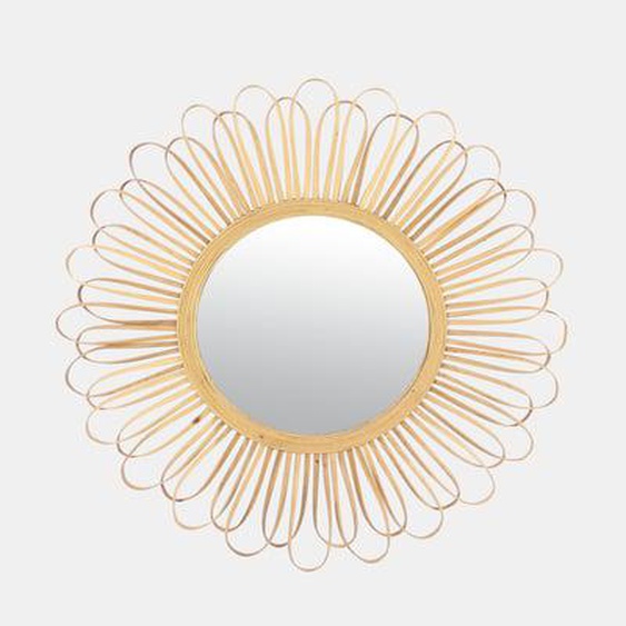 Miroir fleur en rotin naturel 80cm