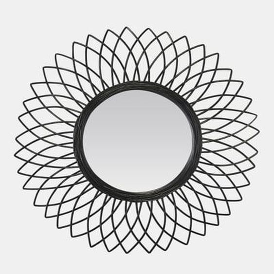Miroir fleur en rotin noir 61cm