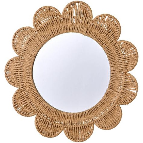 Miroir fleur en rotin -