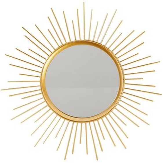 Miroir forme soleil en métal doré -