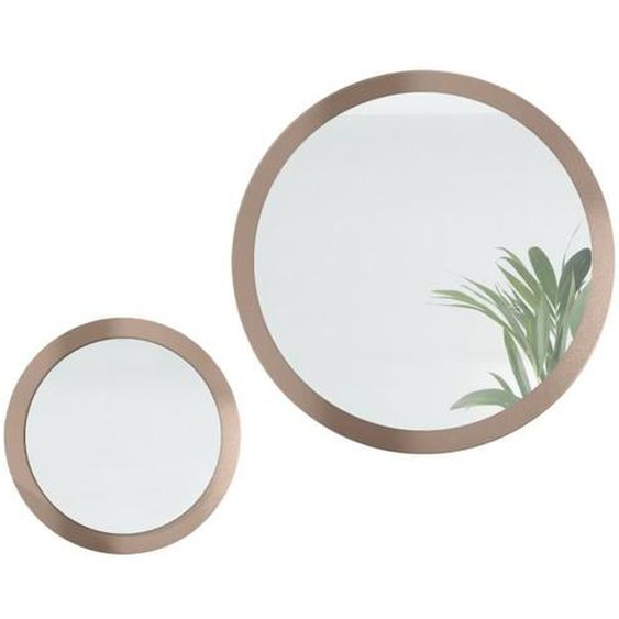 Miroir Globe Set 50 et 80 cm, 2 miroirs muraux ronds décoratifs pour lentrée et le salon avec cadre en MDF aspect bronzé
