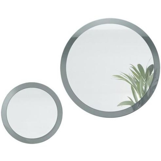 Miroir Globe Set 50 et 80 cm, 2 miroirs muraux ronds décoratifs pour lentrée et le salon avec cadre en MDF gris haute brillance
