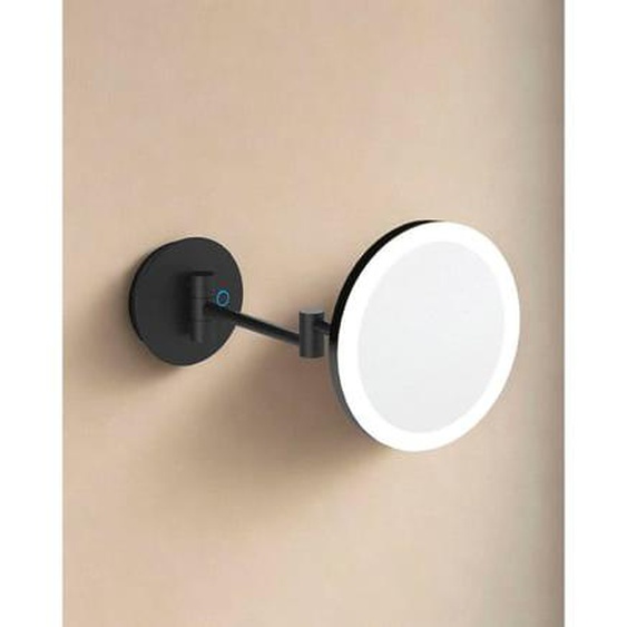 Miroir Grossissant À Fixer À Led Noir Mat