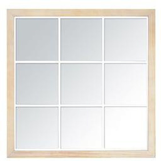 Miroir industriel carré effet fenêtre 9 vues 100x100cm