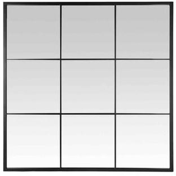 Miroir industriel fenêtre 9 vues métal noir 120x120cm