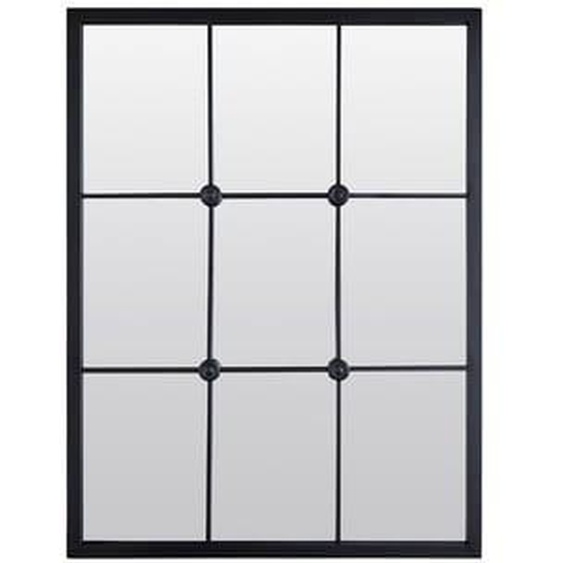 Miroir industriel noir avec cabochons 80x60cm
