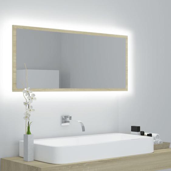 Miroir LED de salle de bain Chêne sonoma 100x8,5x37cm Acrylique