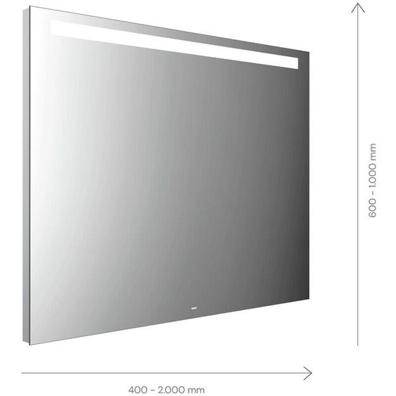 Miroir lumineux Emco Mi 210 LED 103090009000100 900 x 900 mm, avec découpe lumineuse horizontale en haut 35 mm