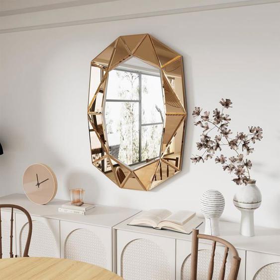 Miroir Marron Mural Grand Miroir Decoration Murale 100x72cm pour Salon Chambre Salle de Bain Entrée