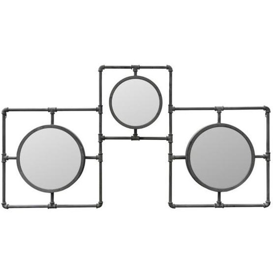 Miroir Multiple de Style Industriel Tube en Métal gris Dimensions: L.160 x Ht.86 cm Trois miroirs élégamment reliés par des tubes