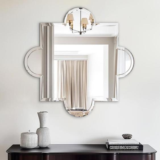 Miroir Mural Argenté sans Cadre à Bord Biseauté pour Salle de Bain, Salon, Coiffeuse, Chambre 70x70cm
