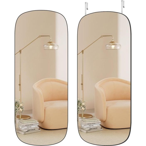 Miroir mural aux angles arrondis, sans cadre, noir