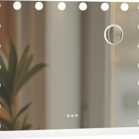 Miroir mural éclairé - miroir de maquillage - LED à intensité variable et connexion USB | couleur : blanc | contenu : sans Bluetooth