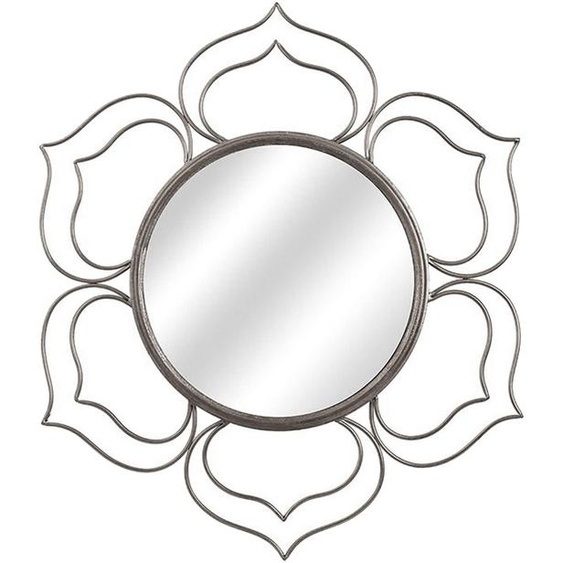Miroir mural en forme de fleur, en argent, avec cadre métallique, dimensions : 76 x 2 cm