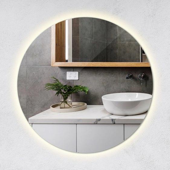 Miroir mural Loft LED Rond moderne, idéal pour tout espace, 90 cm - lumière neutre