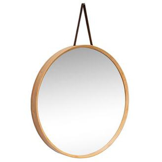 Miroir mural Mood  en bambou, cuir et verre