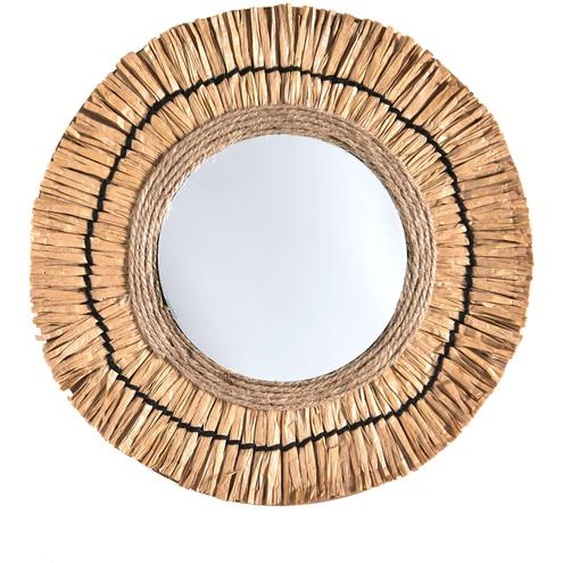 Miroir mural rond effet raphia -
